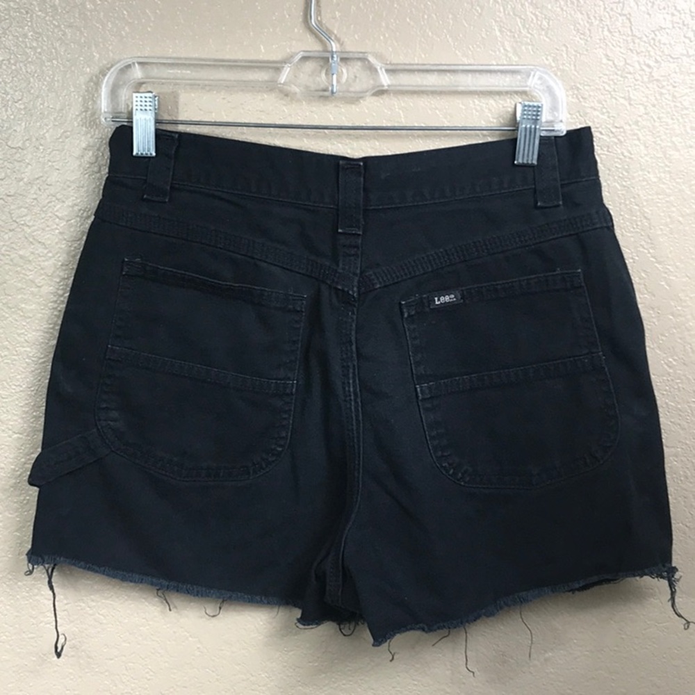 Vintage Lee high waist black denim cutoff shorts.